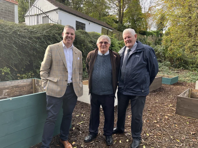 [Left to right] Charity Commission CEO David Holdsworth; Chair of Trustees at Dinas Powys Voluntary Concern John Fanshaw, and Trustee Brian West.