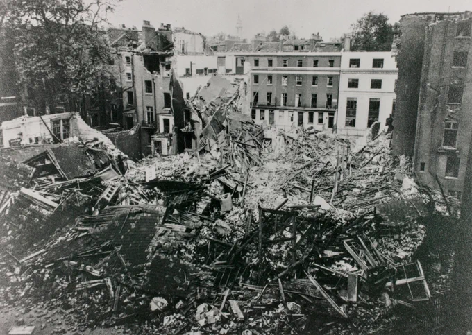 Photograph showing bomb damage at UCL in the Second World War