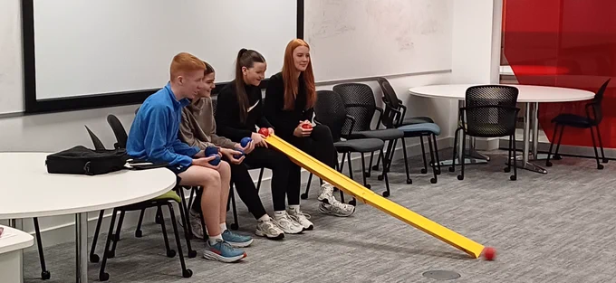Pupils learning about Boccia and using a boccia ramp
