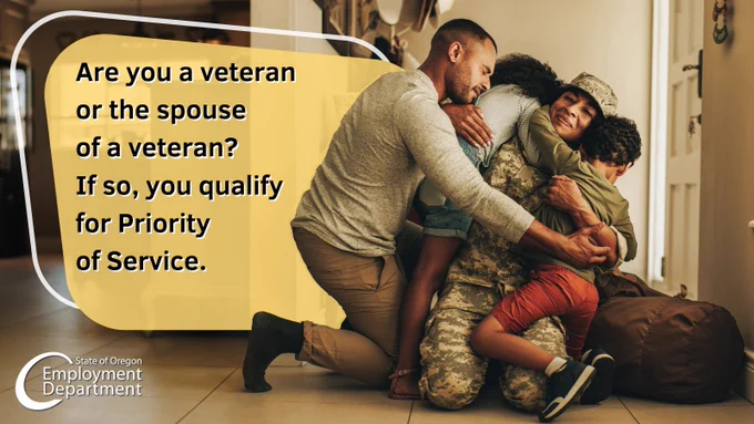 Are you a veteran or the spouse of a veteran? You qualify for Priority of Service.