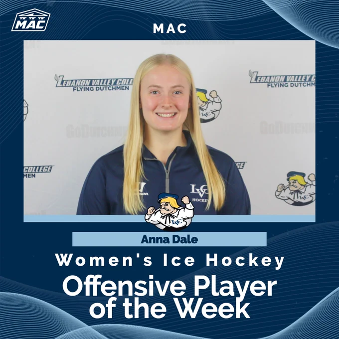 Anna Dale Women's Ice Hockey Player of the Week graphic