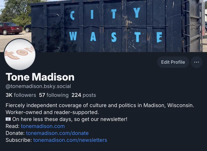 screenshot of tone madison's bsky profile