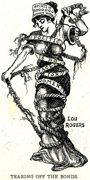 Lou Rogers, ‘Tearing Off the Bonds,’ Judge Magazine, 19 October, 1912. Image courtesy of Wikimedia Commons.