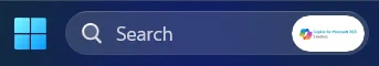 Screenshot of the Windows 11 search bar, which includes a Copilot logo and unreadbly small text.
