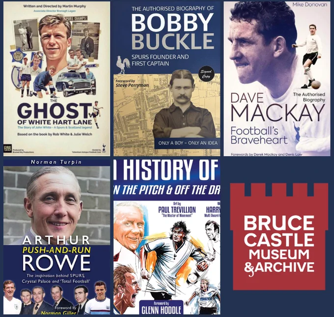 Collage of book covers about famous Spurs players 