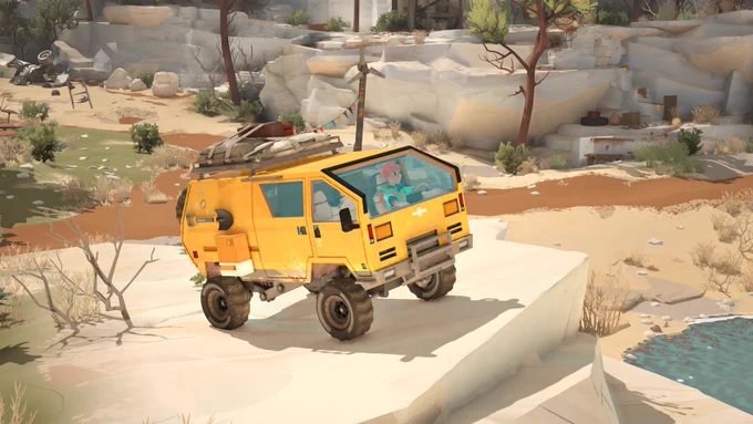 Screenshot from the game featuring the van and Sauge
