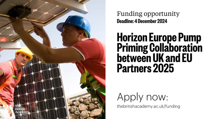 Horizon Europe Pump Priming Collaboration between UK and EU Partners 2025 social media card