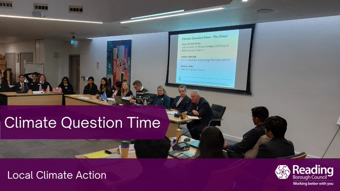 Panel of guests speaking during the Climate Question Time.