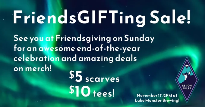 FriendsGIFTing sale - $5 scarves, $10 tees!