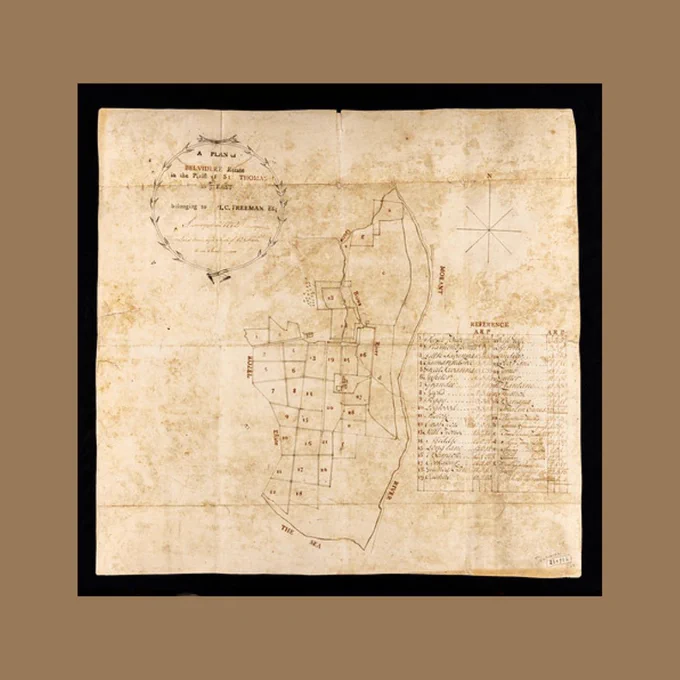 Photograph by Rythum Vinoben of a map of the Belvidere Estate.