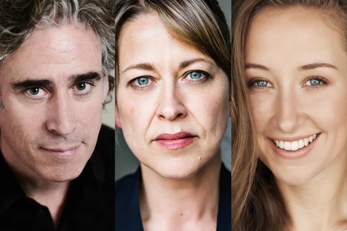A photo showing three headshots of performers 