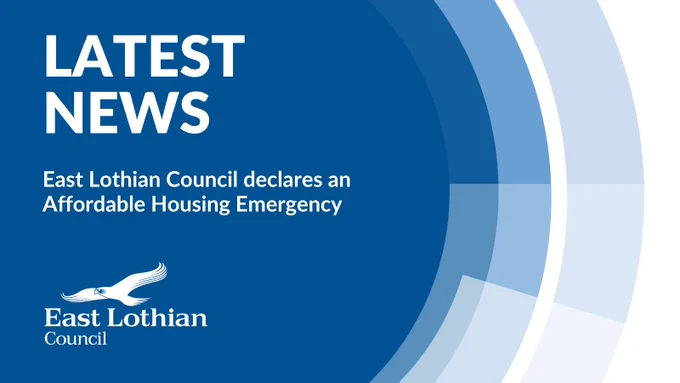 White text on blue background reads Latest News
East Lothian Council declares an Affordable Housing Emergency