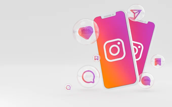 Two smartphones displaying the Instagram icon.