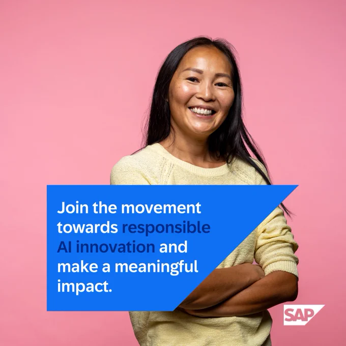 Promotional image for SAP Learning. Join the movement towards responsible AI innovation and make a meaningful impact.
