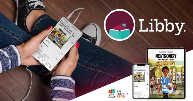Image of young person listening to 'Montgomery and the Case of the Golden Key' on a smartphone.