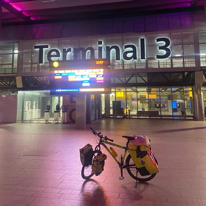A Cycle Response Unit bike near the entrance to Heathrow Terminal 3. 