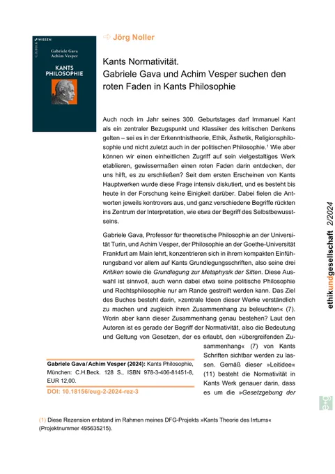 Erste Seite der Rezension zum Band Kants Philosophie