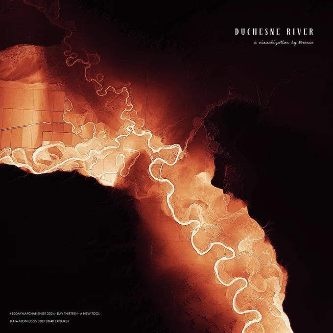 A visualisation of a segment of the Duchesne river