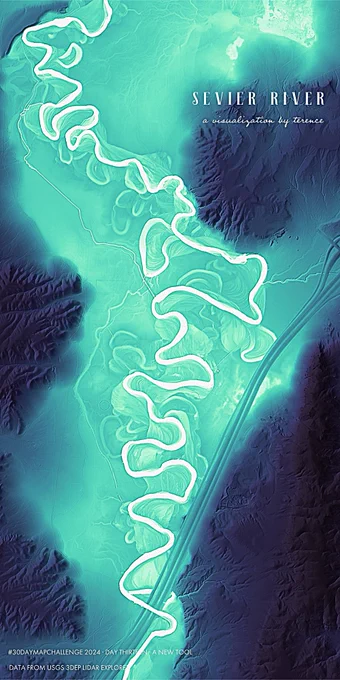A visualisation of a segment of the Sevier river