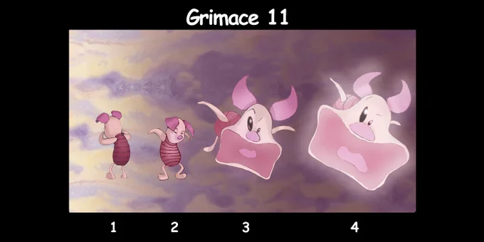 Description : The last grimace. Piglet grows and reaches a huge size : his head is out of all proportion. His face becomes very scary and he starts to scream in a raucous and terrifying way. 

Visual atmosphere : The ambient is decreased. A white light saturates Piglet more and more as he grows. While he screams, there is a shake camera.

Sound atmosphere : Piglet has a very frightening shout, exaggerated by reverberation  and echo.
