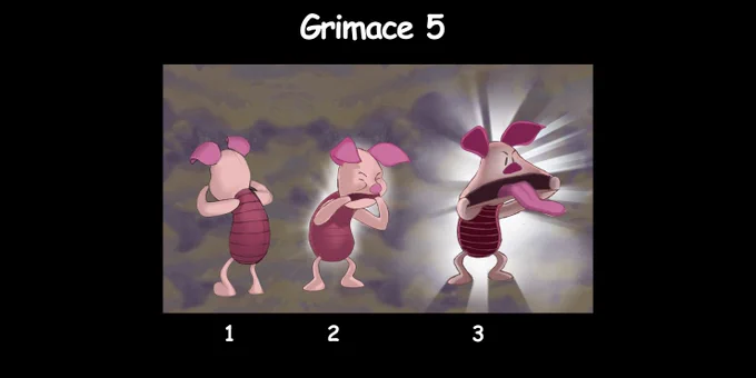 Description : Piglet stretches his mouth enormously, showing a huge undulating tongue.

Visual atmosphere : The ambient is set to zero ( dark ). A volumetric light, coming from his back, makes rays all around him. A white light lights up the face of Piglet.

Sound atmosphere : Piglet says « BLALALALALALA ».
