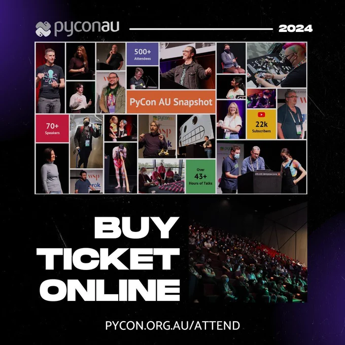 PyCon AU 2024 buy ticket online pycon.org.au/attend