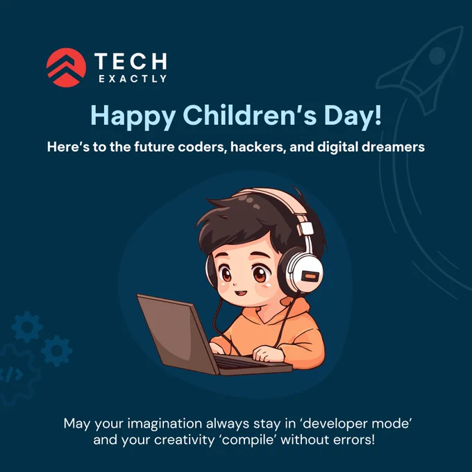 Happy Children's Day! Inspiring the next generation of tech innovators. A child is coding on a laptop, symbolizing creativity and innovation.