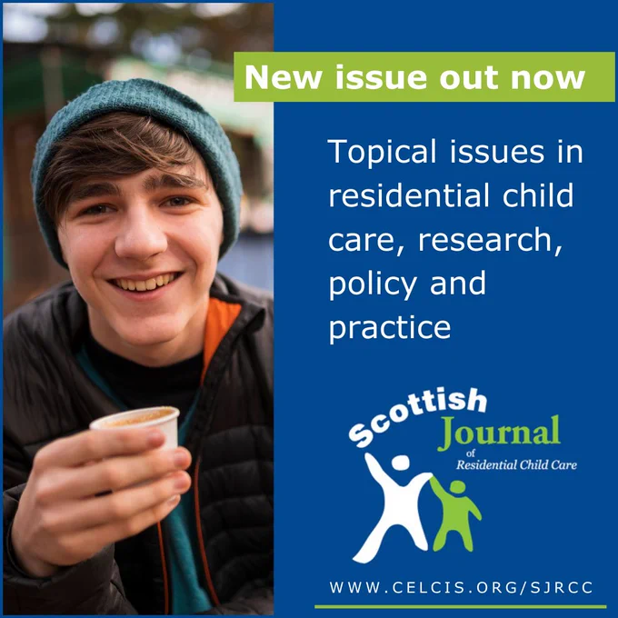 A graphic to promote the latest issue of the Scottish Journal of Residential Child Care, published by CELCIS.