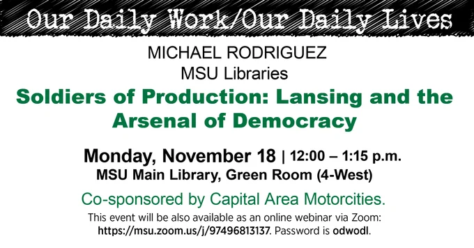 Our Daily Work / Our Daily Lives graphic promoting Nov. 18 event.