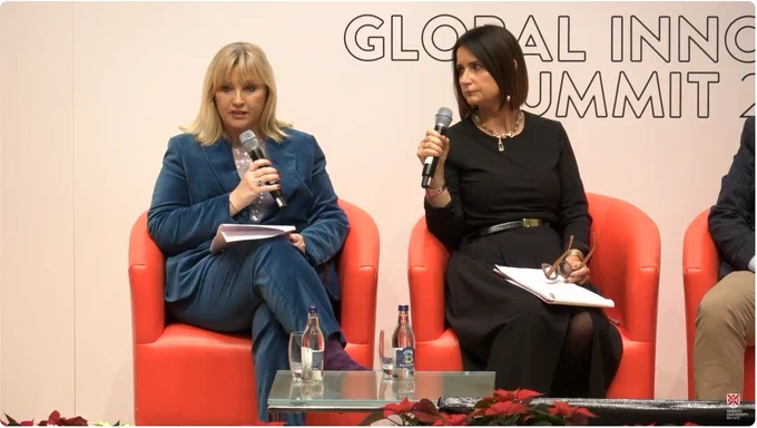 Photo of Celine McStravick speaking during the panel discussion.