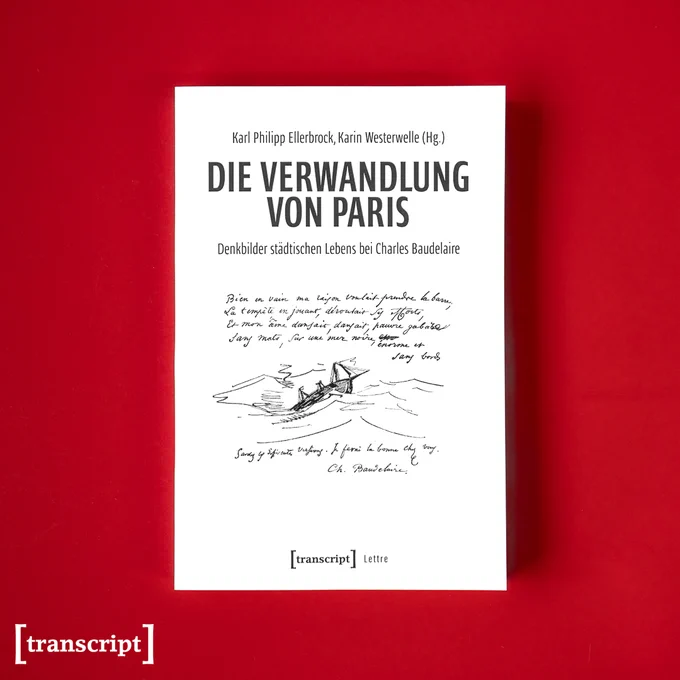 Das Buch-Cover von »Die Verwandlung von Paris« auf rotem Hintergrund.
