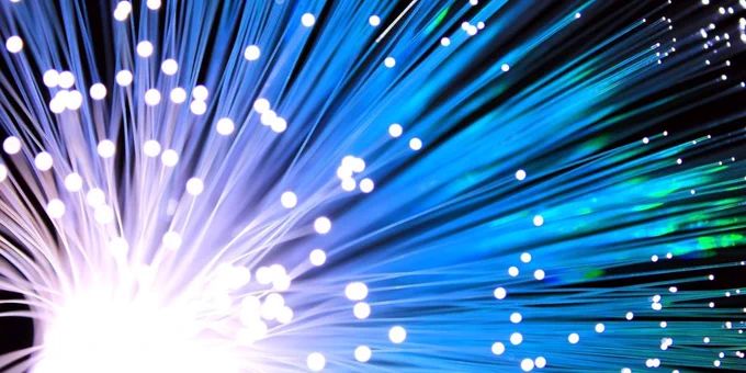 Bright white and blue fibre-optic lights.