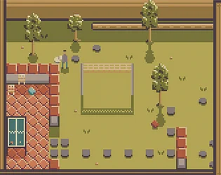A screenshot from Matchbox Memories that shows a serene, pixel art rendition of a childhood memory minaturised to fit inside a matchbox