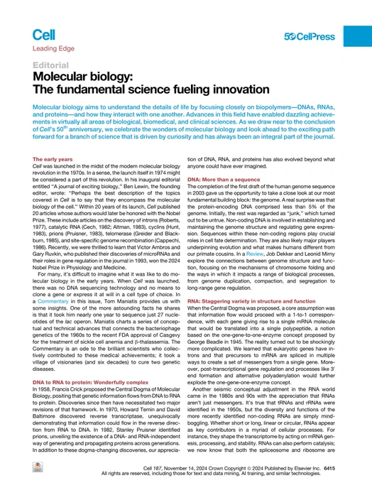 First page of this issue's editorial