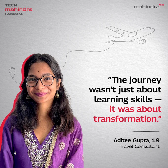 An image of a smiling girl with the text "The journey wasn't just about learning skills - it was about transformation."