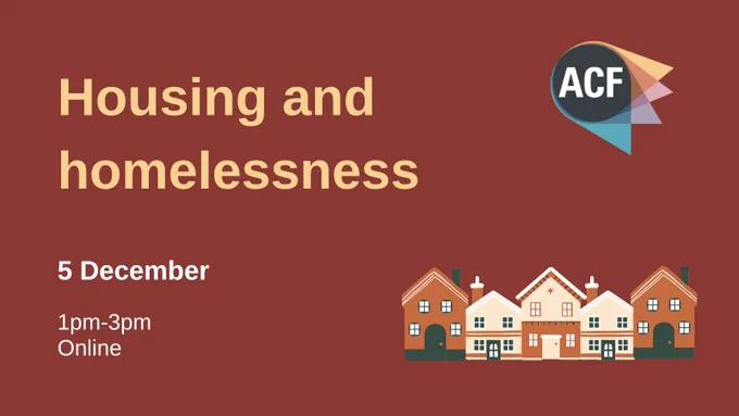 Housing and homelessness, 5 December, 1pm-3pm, online