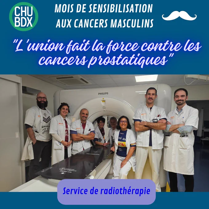 Les #moustaches et les maillots sont de sortie dans l'équipe du service radiothérapie du @CHUBordeaux pour sensibiliser aux #cancers masculins (testicules prostate)
