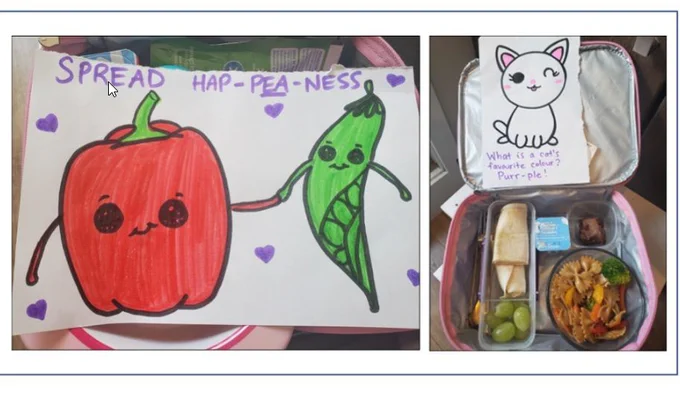 School lunches packed with love notes. 