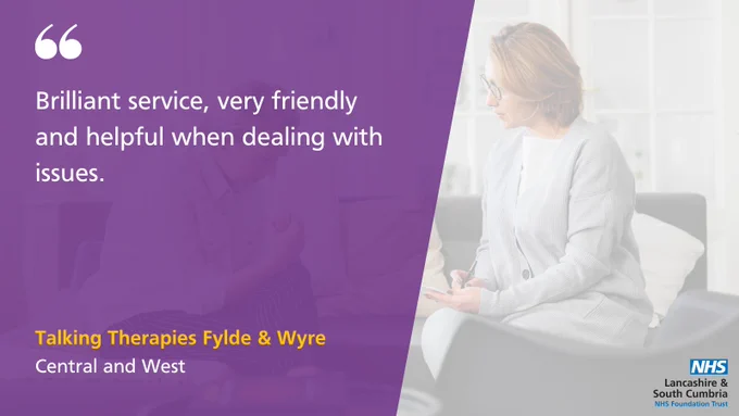 Brilliant service, very friendly and helpful when dealing with issues.
Talking Therapies Fylde & Wyre
Central and West