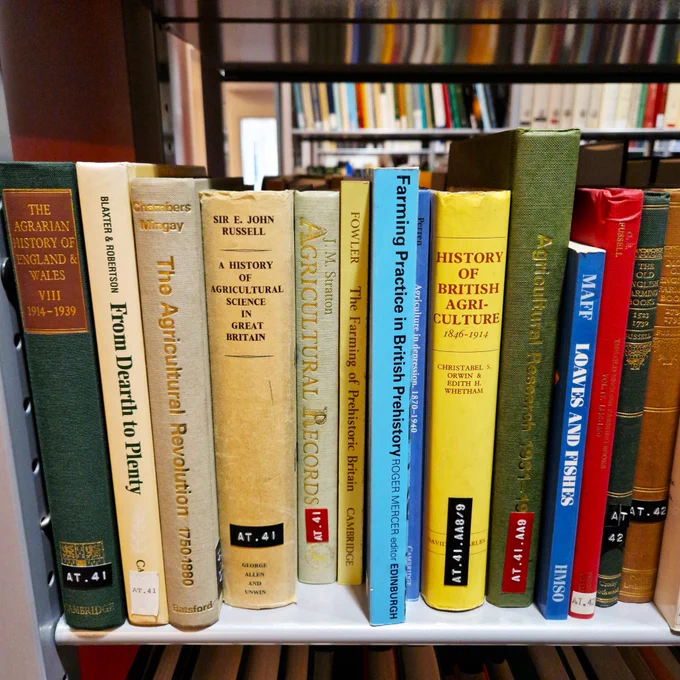  Things are getting a bit rustic on this shelf: “The Agrarian History of England & Wales VIII 1914 - 1939”, “A History of Agricultural Science in Great Britain”, “The Farming of Prehistoric Britain”, “The Old English Farm Books”...