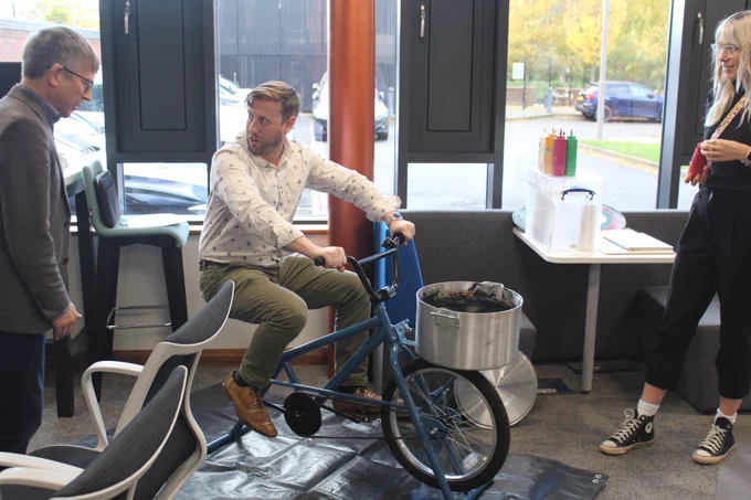 On your bike Lewis! Go Travel Solutions brought along ‘Cycle Art’ and the first to have a go is Lewis Iggulden, Strategic Alliance Manager (Partners) for Consultus. 