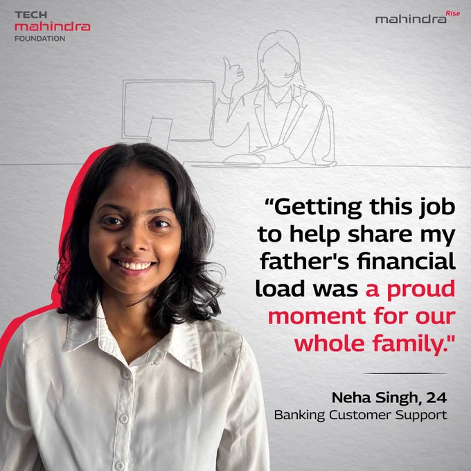 An image of a smiling girl with the text "Getting this job to help share my father's financial load was a proud moment for our whole family."