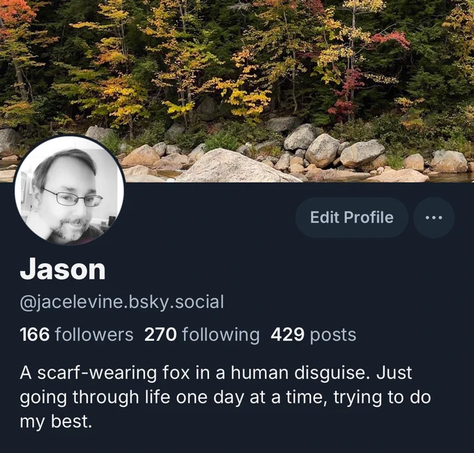 Screenshot of my Bluesky profile at @jacelevine.bsky.social