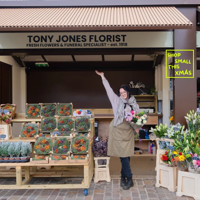 Tony Jones Florist lady at Northampton market Square