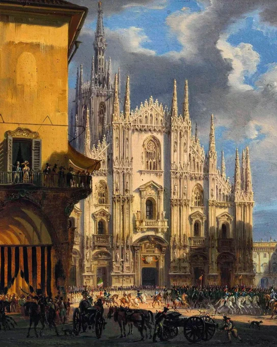 View of Piazza Duomo, Milan by Migliara Giovanni