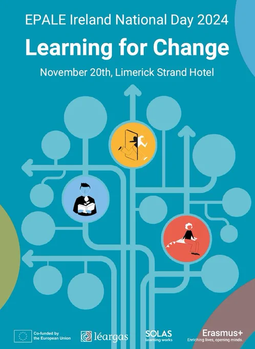 An image for a conference, that shows illustrations on people being connected. The image has a light teal coloured background, with white text.