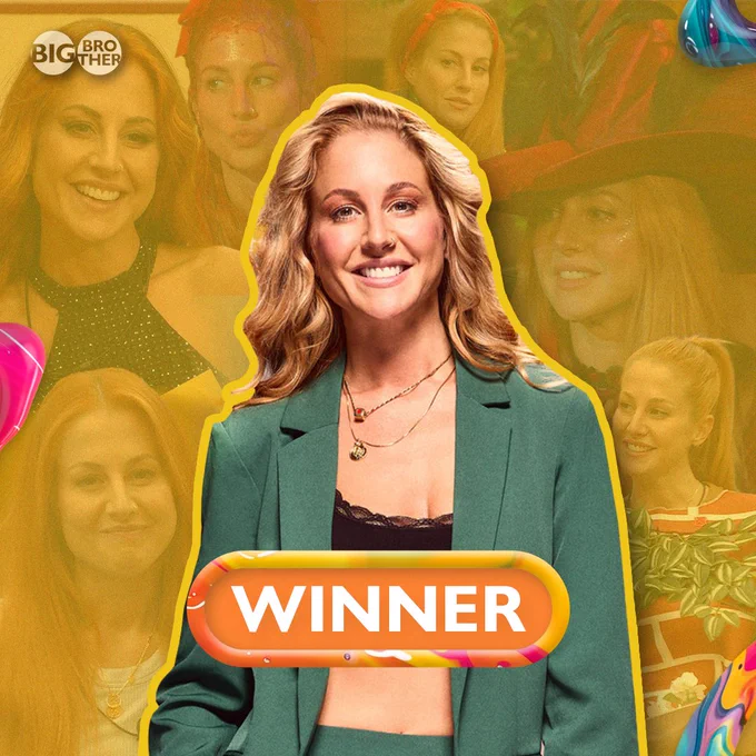 Ali’s smiling, wearing a green blazer and a black top. The word ‘Winner’ is written on the image.