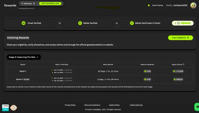 Grass Node AI App Earning DePIN web extension
