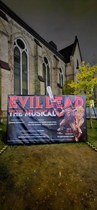 Evil Dead the Musical poster outside the Randolph Theatre in Toronto