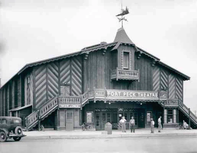 Fort Peck Theatre seen in 1936
Image from Army Corps of Engineers, Omaha District, *Fort Peck Dam. 75 Years of Service* (2012) p.40